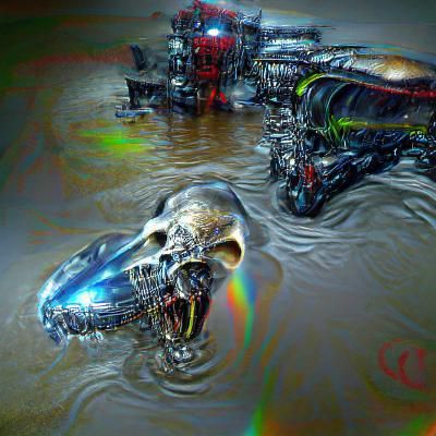 Nightmarish Robot Monster in Giger Style