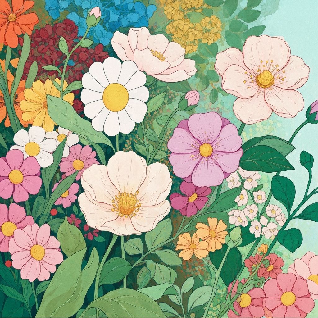 Vibrant Florals in Impressionist Digital Style