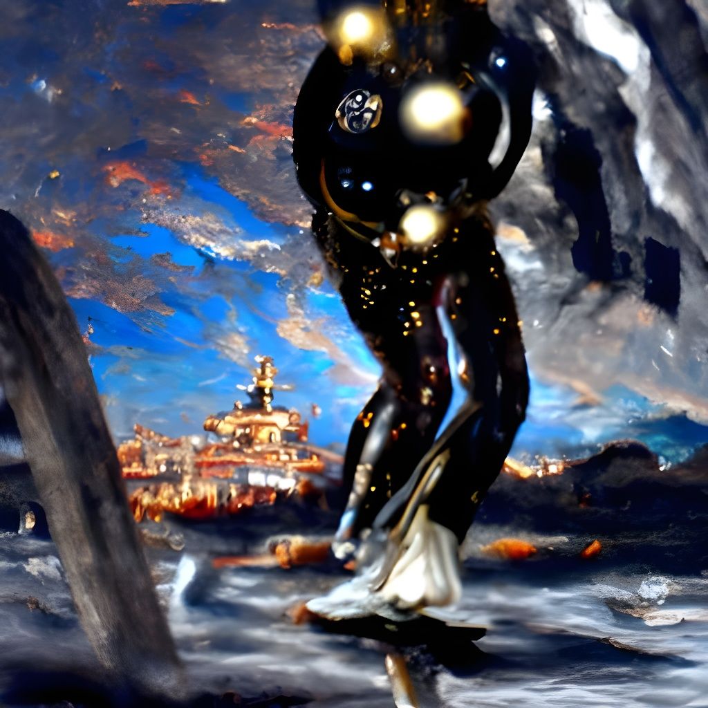 Bound Spirit over Blood Ocean as Detailed Painting