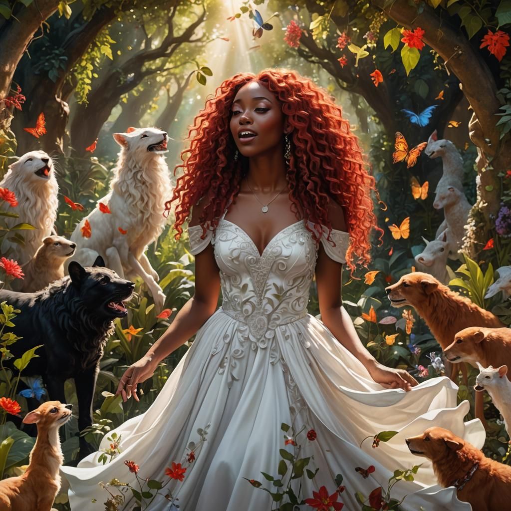 Mystical Garden Singer in Fantasy Art Style