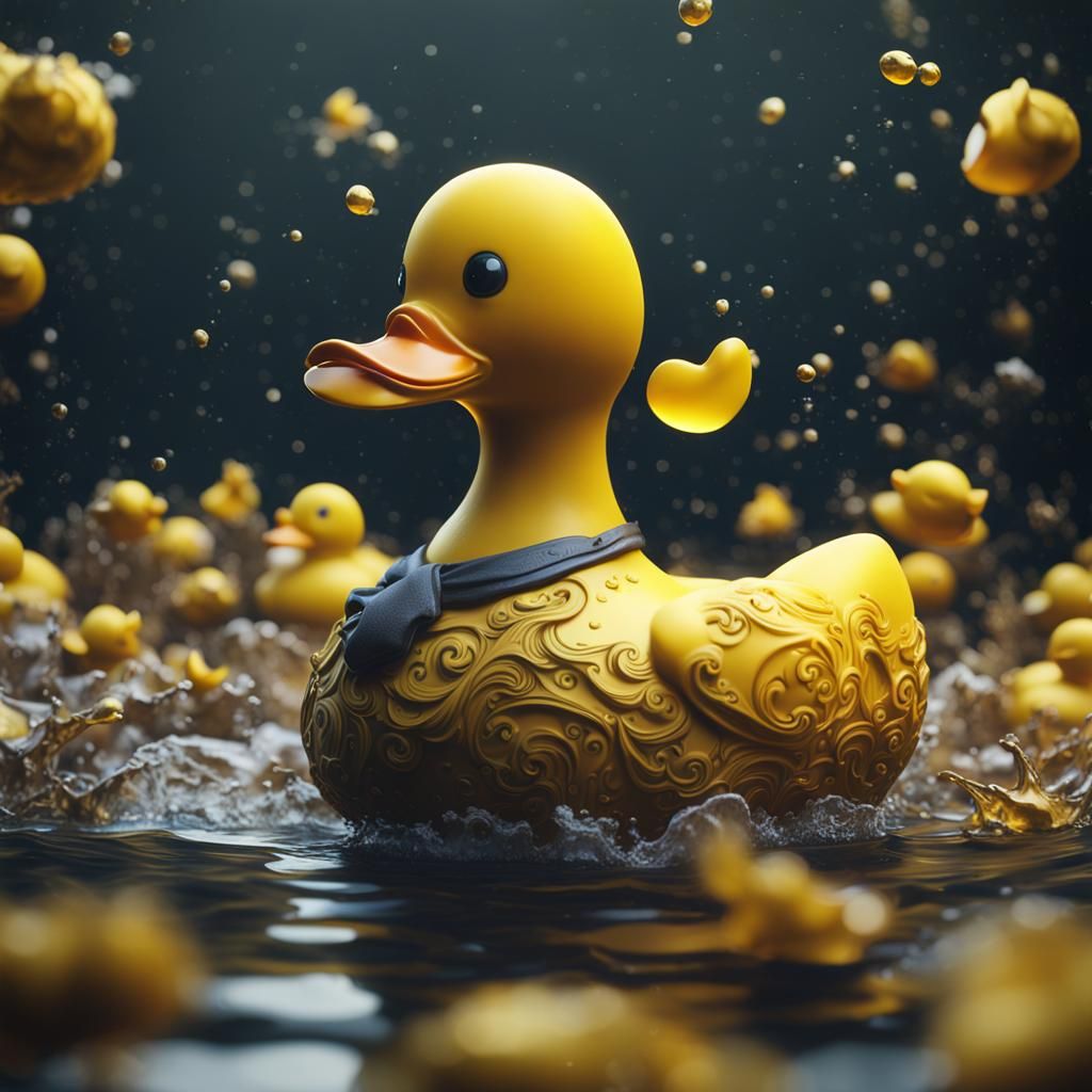 Single Yellow Rubber Duck in Detailed Matte Painting