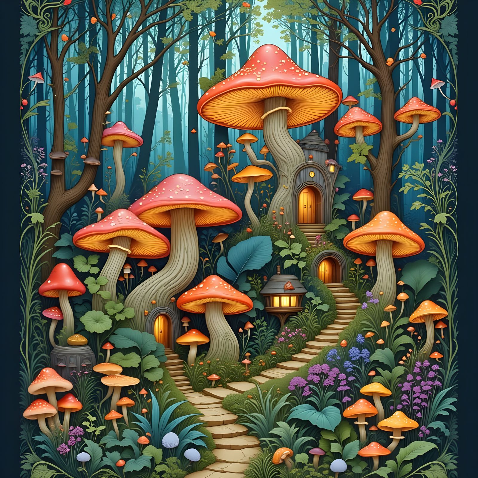 A whimsical treehouse village…