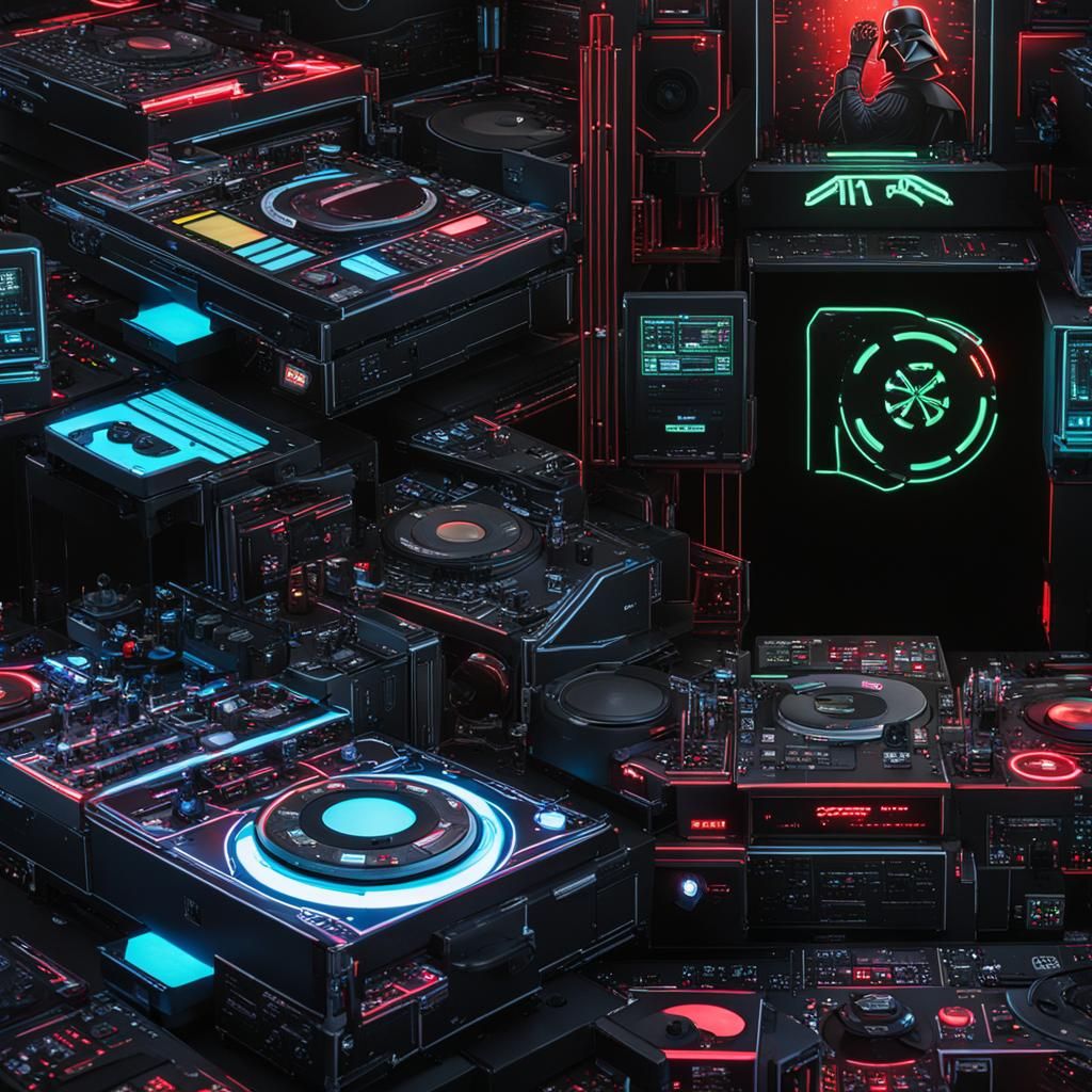 Darth Vader Death Star DJ Deck in Cyberpunk Neon