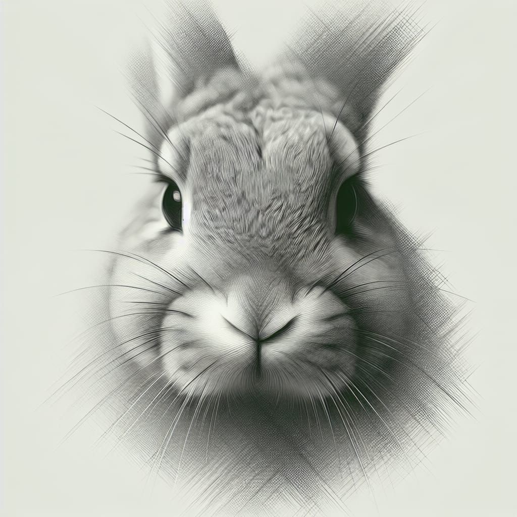 Hyper-Realistic Grey Rabbit Pencil Sketch