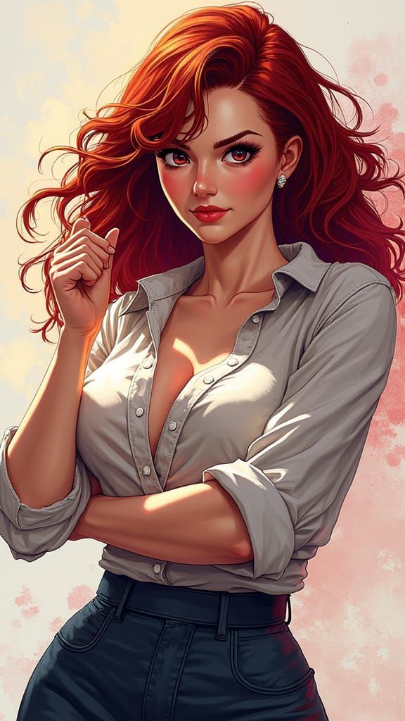 Vibrant Tina Fey as a KOF Style Character, Masterpiece Anime...