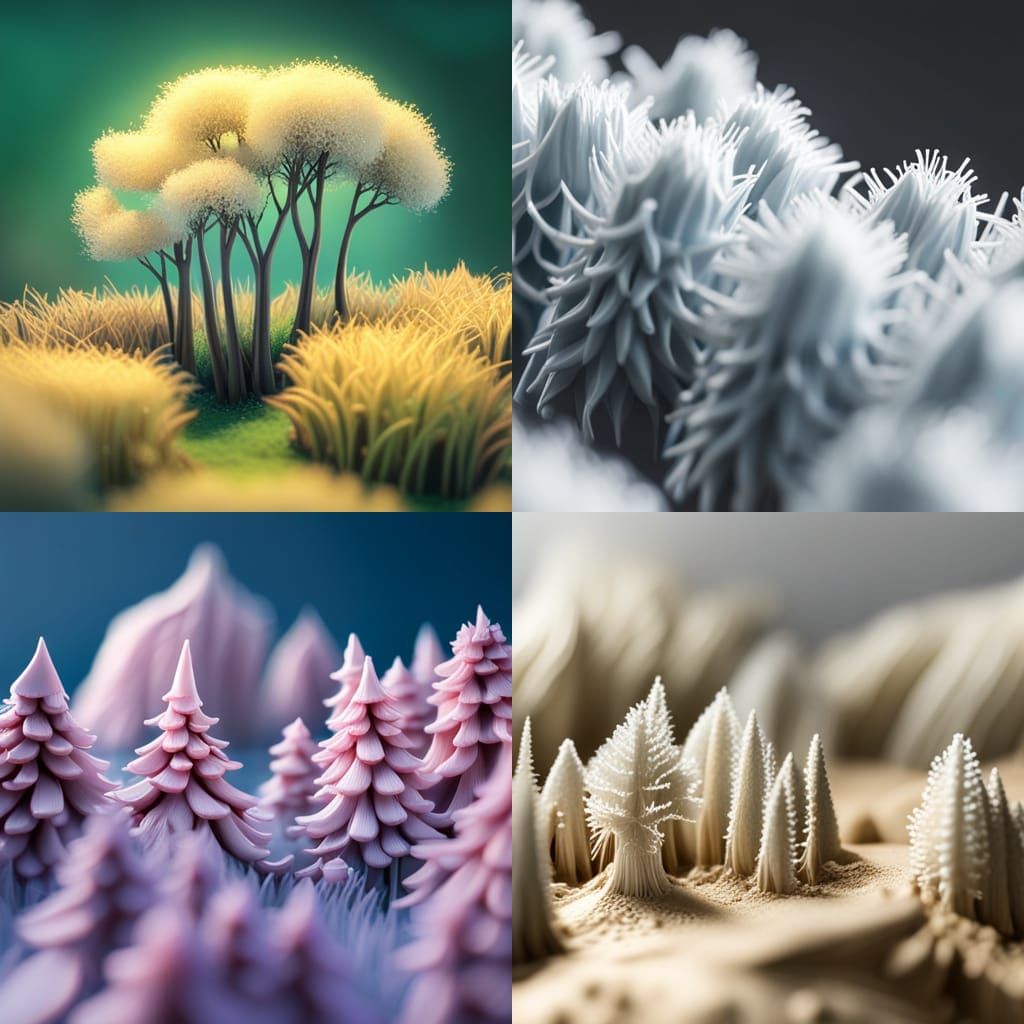 Miniature Toothbrush Bristle Forest with Sprites