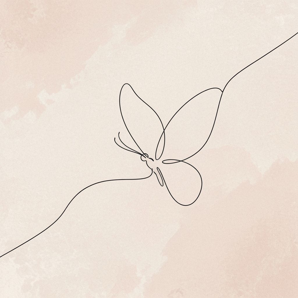 Elegant Butterfly Line Art in Muted Colors