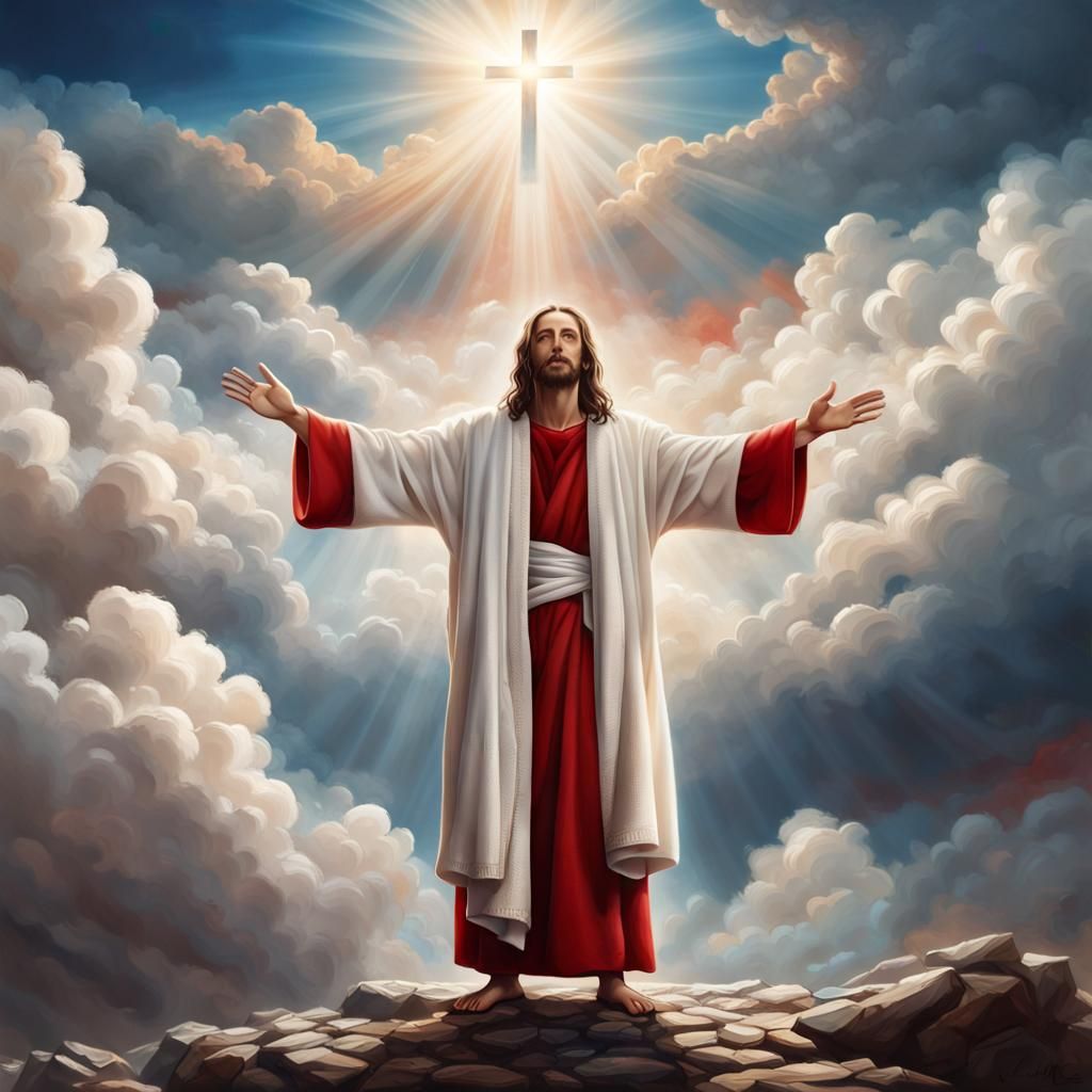 Jesus Christ staying with open arms