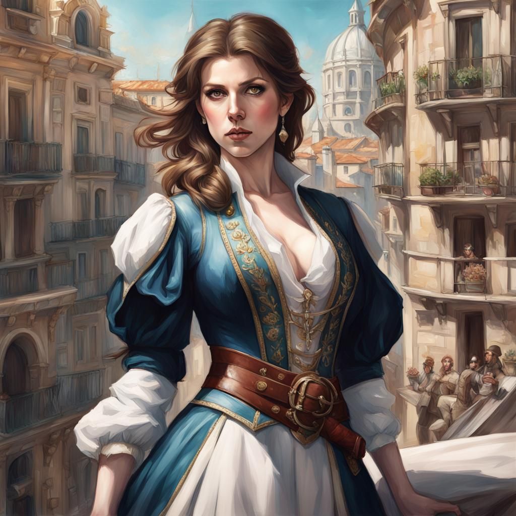 Anna Kendrick as a Musketeer: Hyperdetailed Portrait