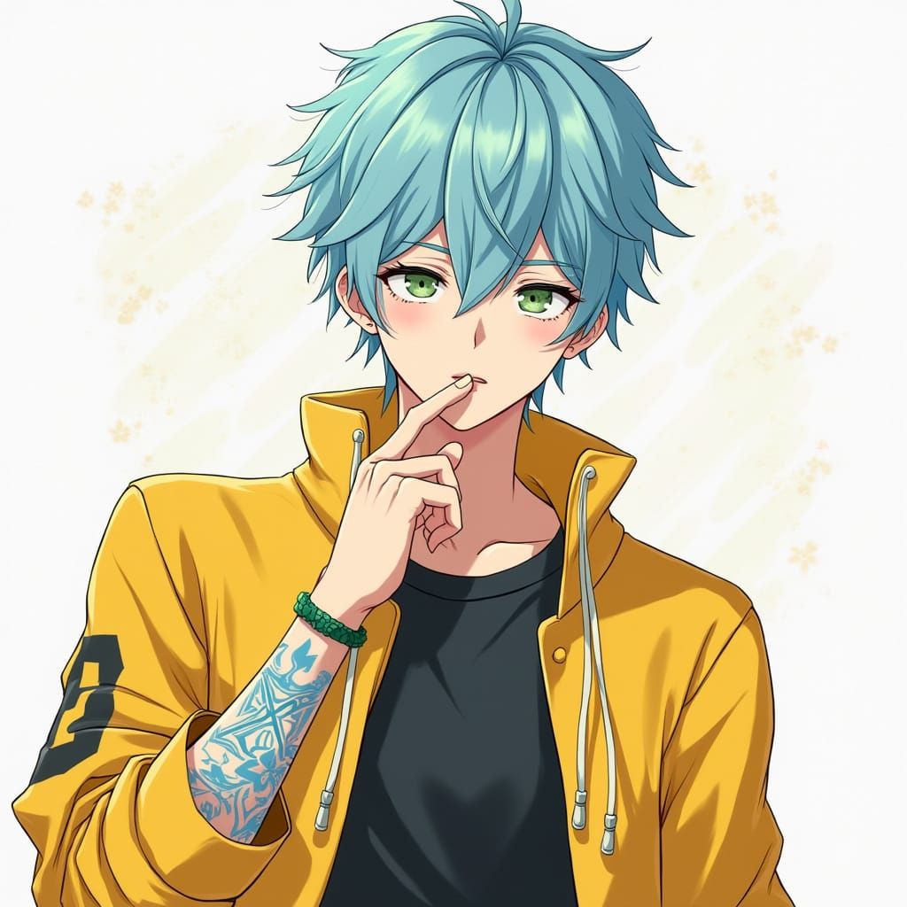 Anime Character with Yellow Jacket in Vibrant Style