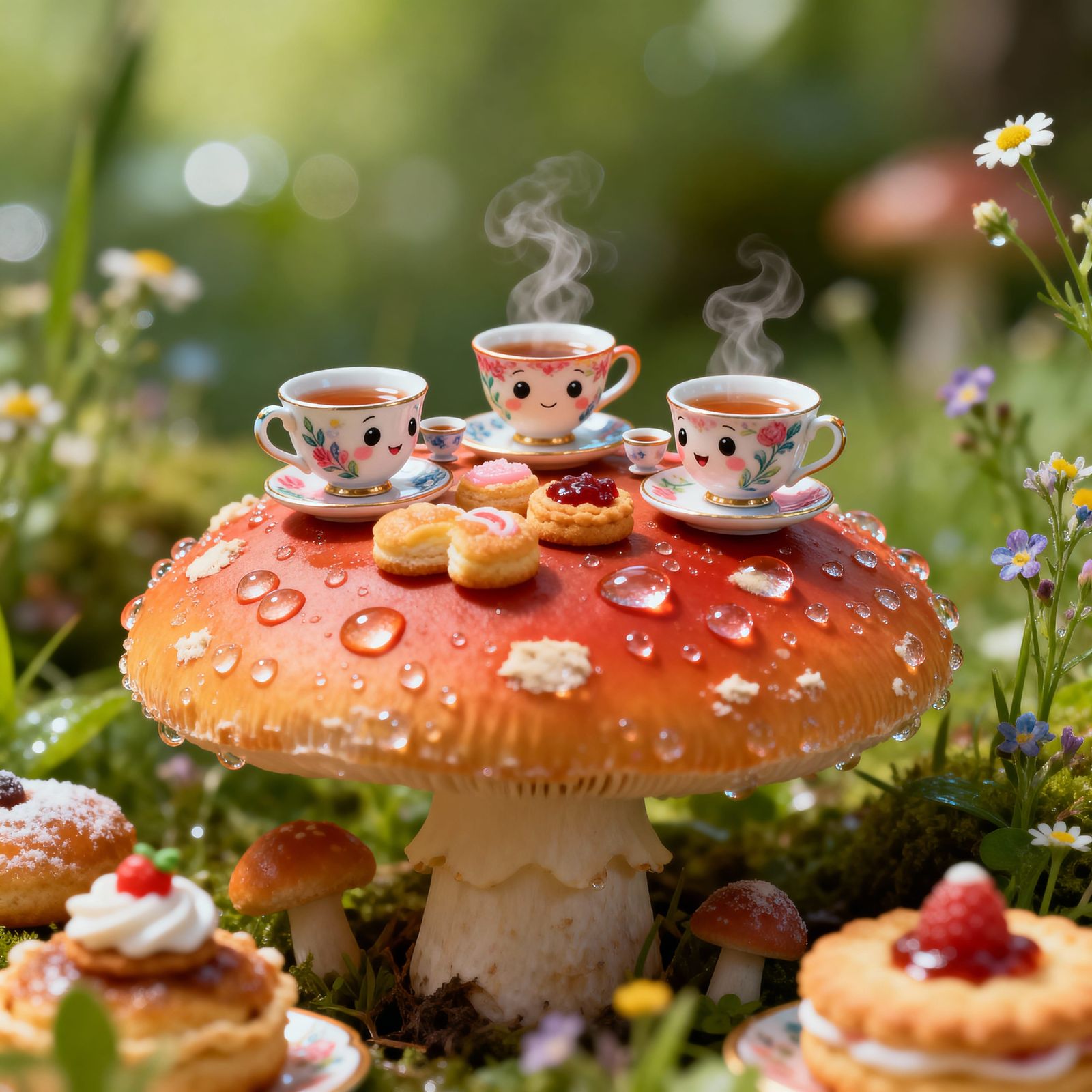 Sentient Teacups Tea Party on Giant Mushroom