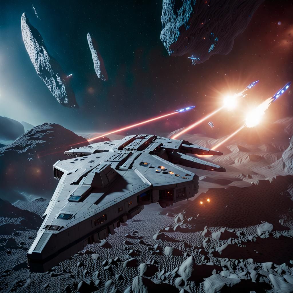 Starship Evades Cyber Attack in Asteroid Field