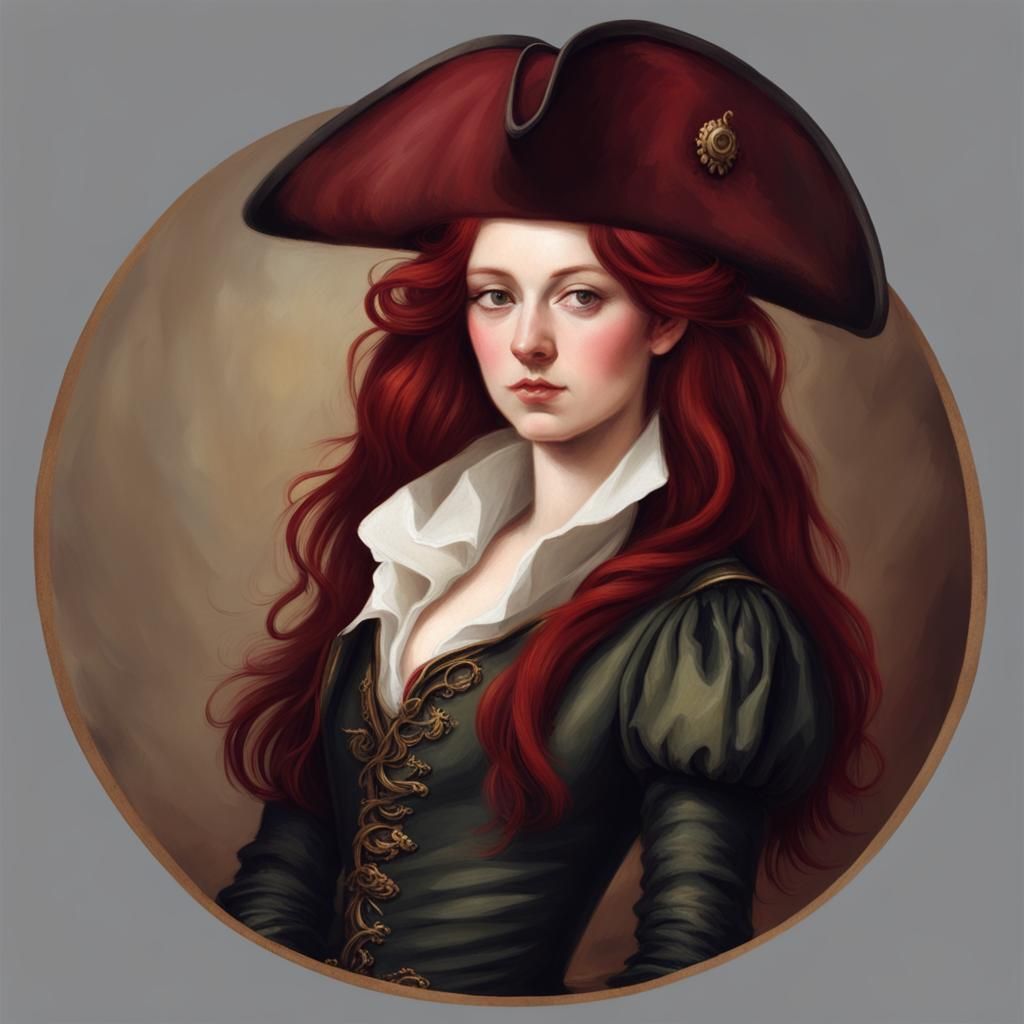 Lady with Red Hair and Tricorn Hat