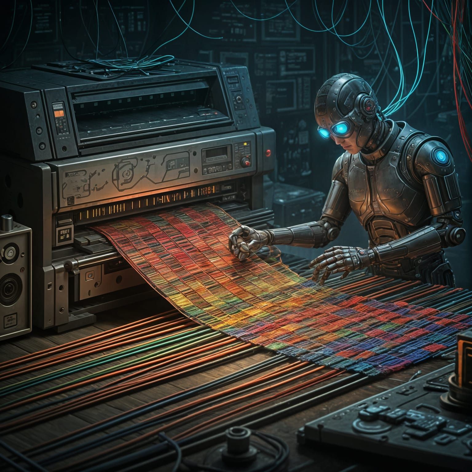 Android Weaving Tartan from Computer Wires