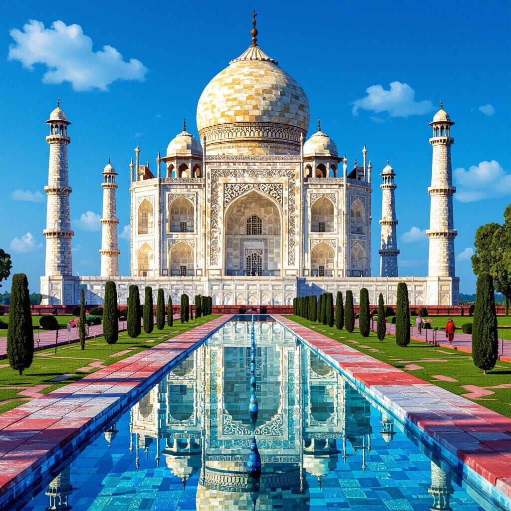 Taj Mahal Shimmers in Diamond Painting Style