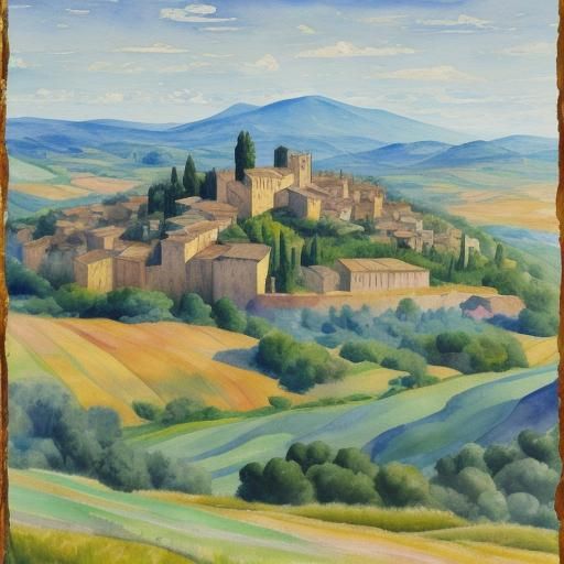 Siena Hills: Impressionist Watercolor Masterpiece