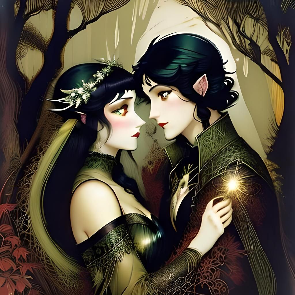 Antlered Woman with Red Eyes and Broom