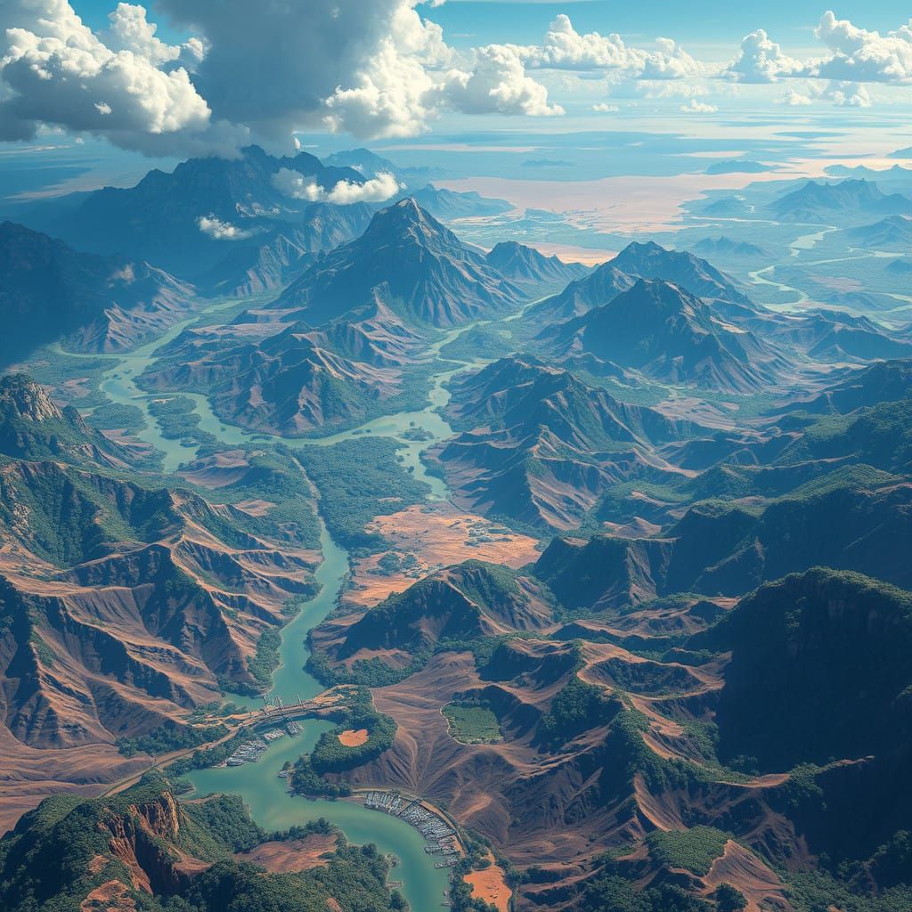 Surreal Continents of Diverse Ecosystems in Vibrant High-Fan...