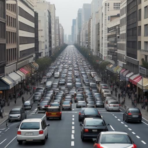 Busy City Street with Heavy Traffic
