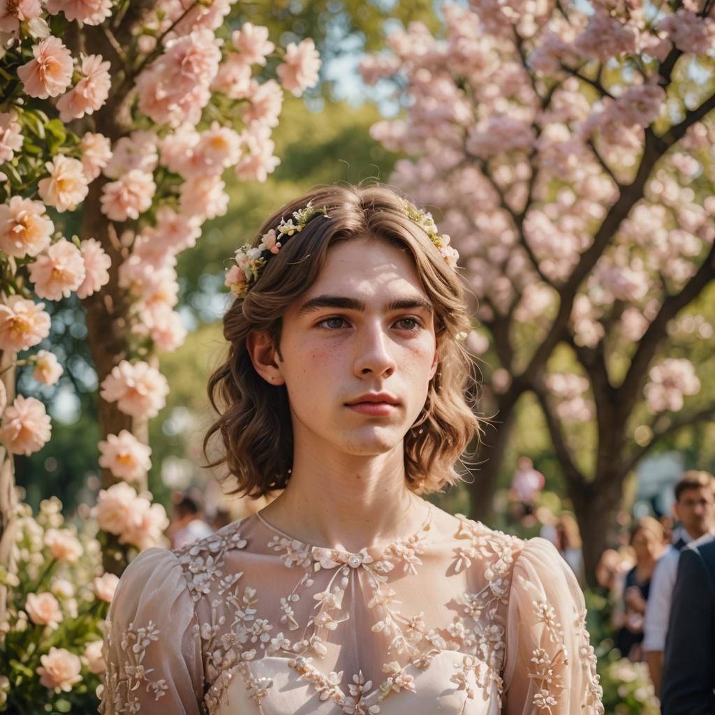 Boy Crossdressing as Flower Girl: Portrait Photography