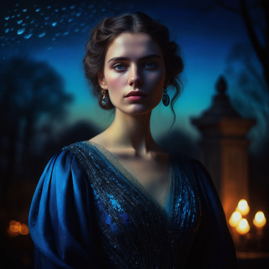 Moonlit Enigma: A Haunting Twilight Portrait