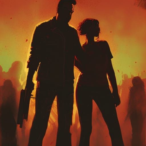Maggie and Negan in Zombie Apocalypse, Comic Art