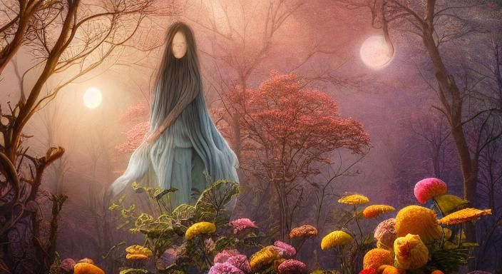 Surreal Collage of Floating Woman in Space