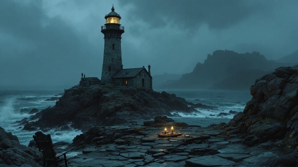 Isolated Lighthouse on the Rugged Coastline