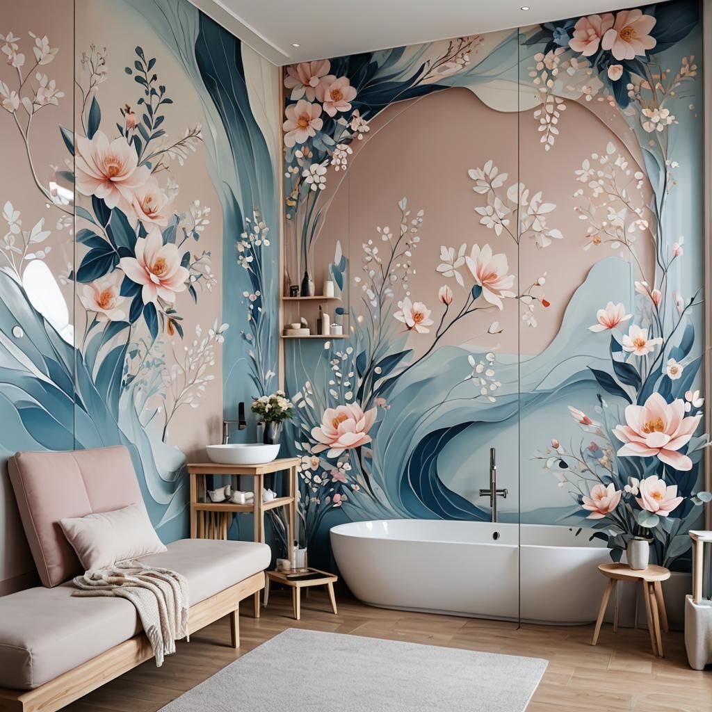 Modern Glass Fresco for Wellness Salon