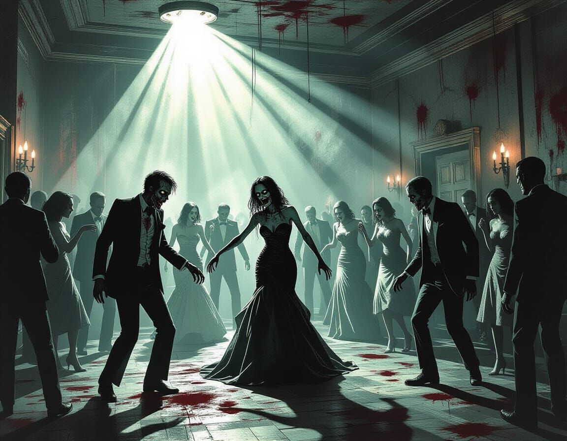 Zombie Prom Night: Grotesque Dancers in Harsh Light