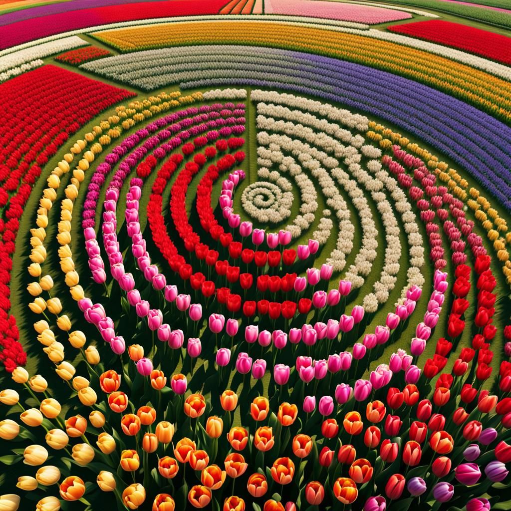 Geometric Tulip Crop Circle: Digital Matte Painting