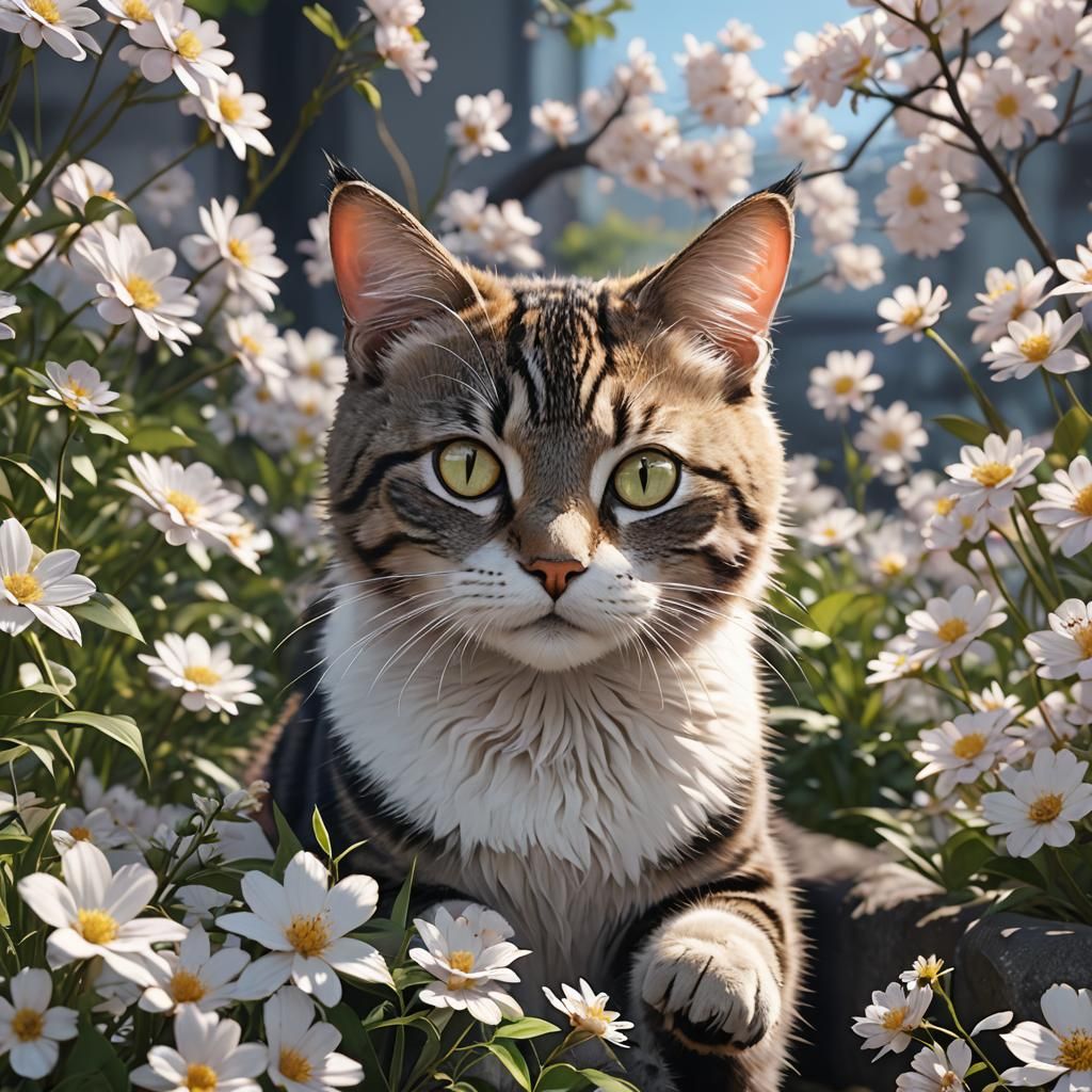 Anime Cat in 3D Style, Detailed 8K Render