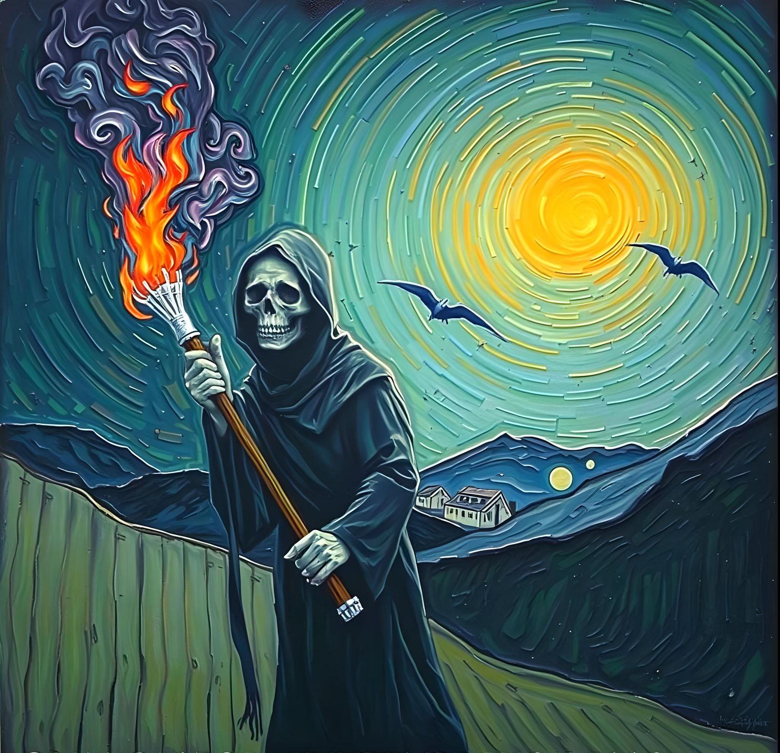 Grim Reaper Wraith in Fauvist Van Gogh Style