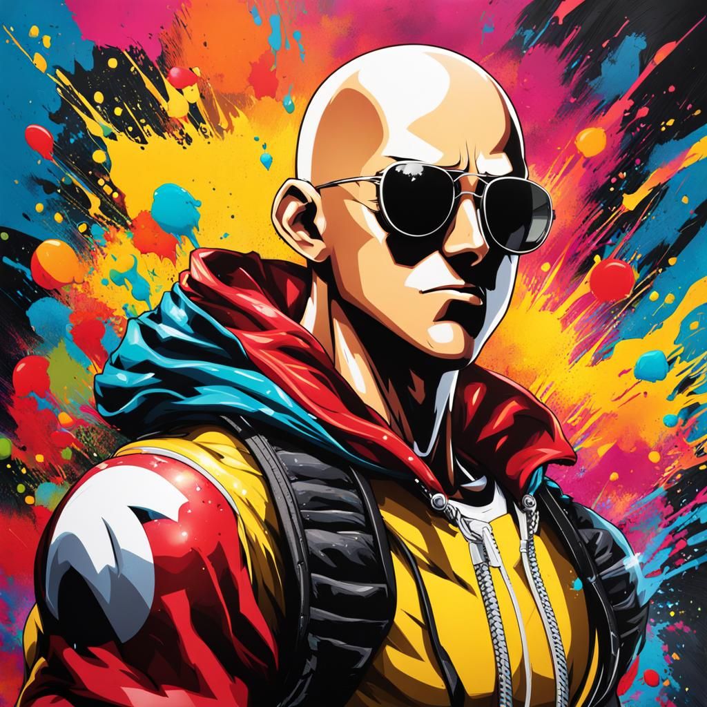 One Punch Man Smiling Graffiti Art