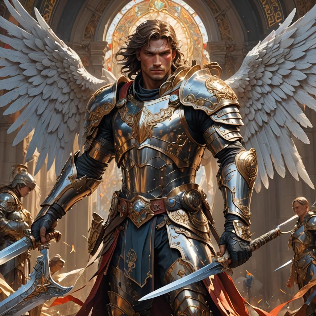 Archangel in Battle: Hyperdetailed Digital Portrait