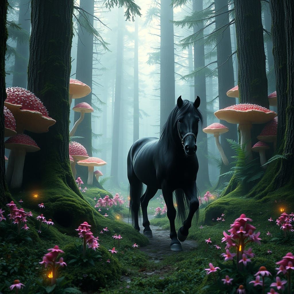 Mystical Mushroom Forest at Twilight