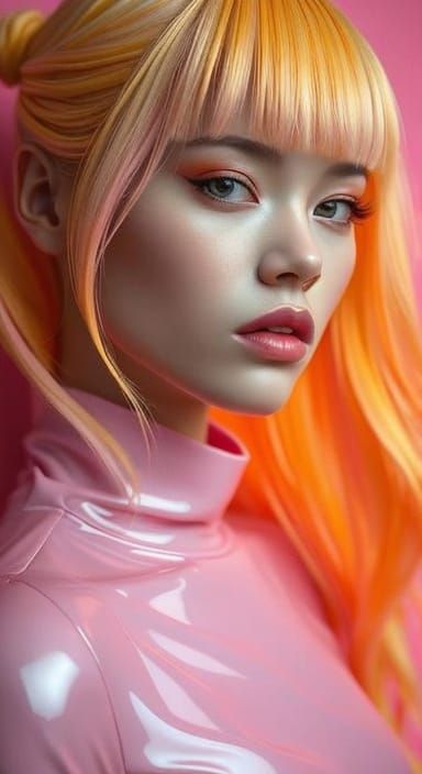 Surreal Futuristic Portrait with Ribbon Hair in Digital Art