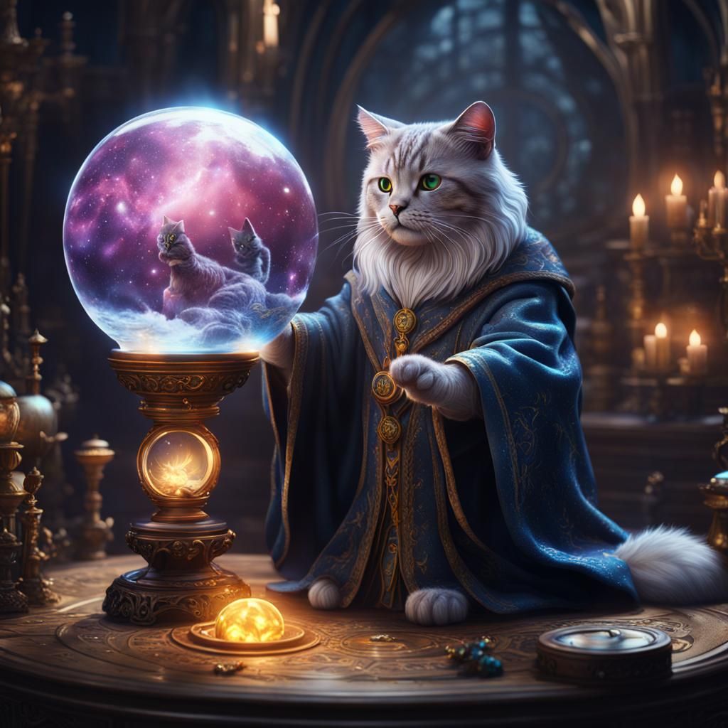 Fancy Cat Wizard Conjuring Magic
