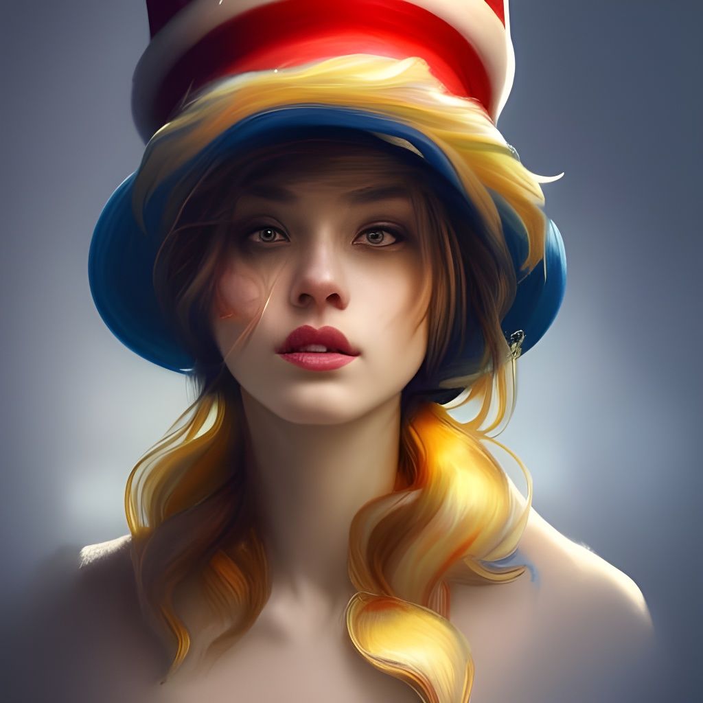 Hyperdetailed Cat in the Hat Portrait