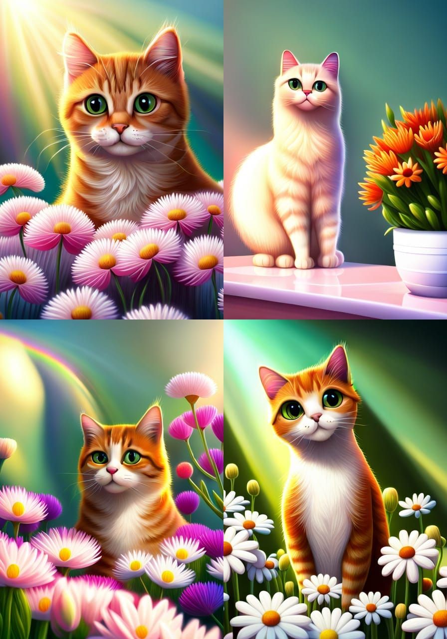 Dreamy Feline in Vibrant Dreamland