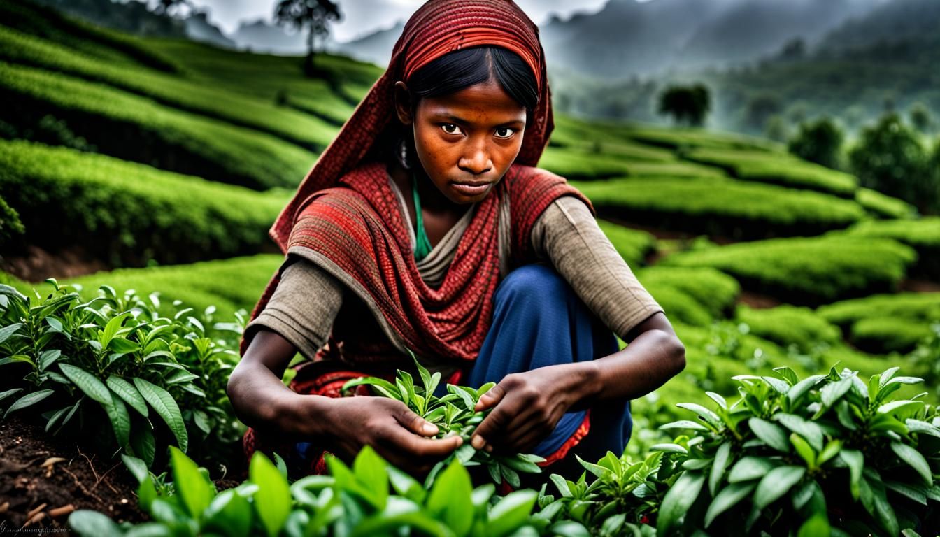 Picking tea leaves in Assam