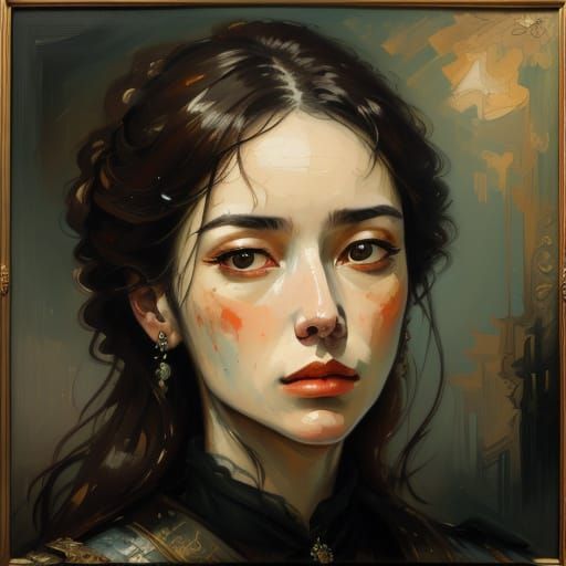 Oil Portrait of a Thoughtful Woman in John Singer Sargent St...