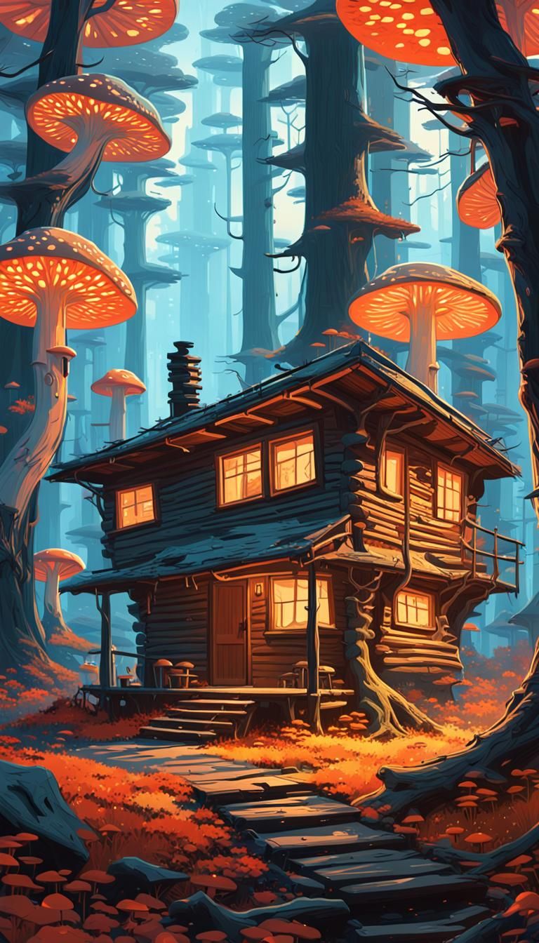Enchanted Forest Cabin in a Dreamlike Style