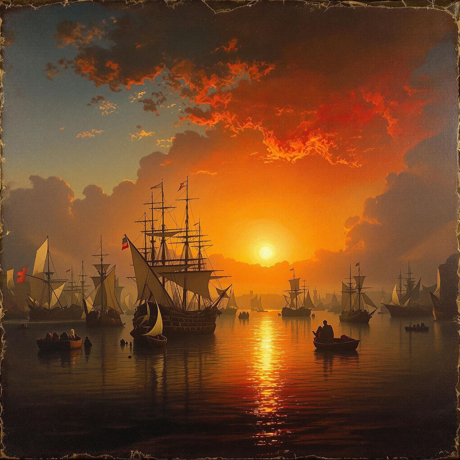 Baroque Harbor Scene at Sunset