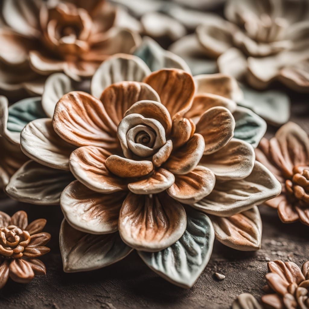 Macro Photograph of a Small Clay Flower