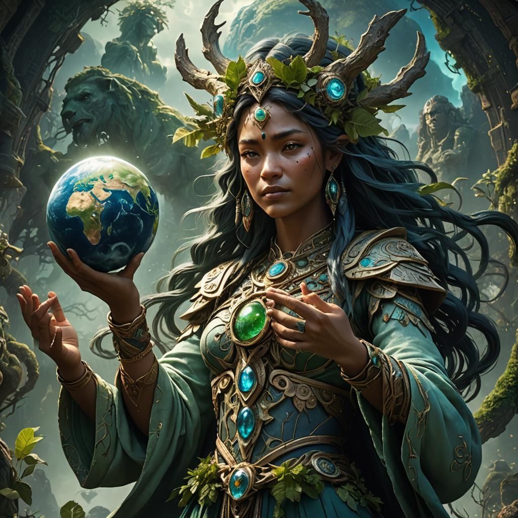 Epic Earth Spirit Holding the World