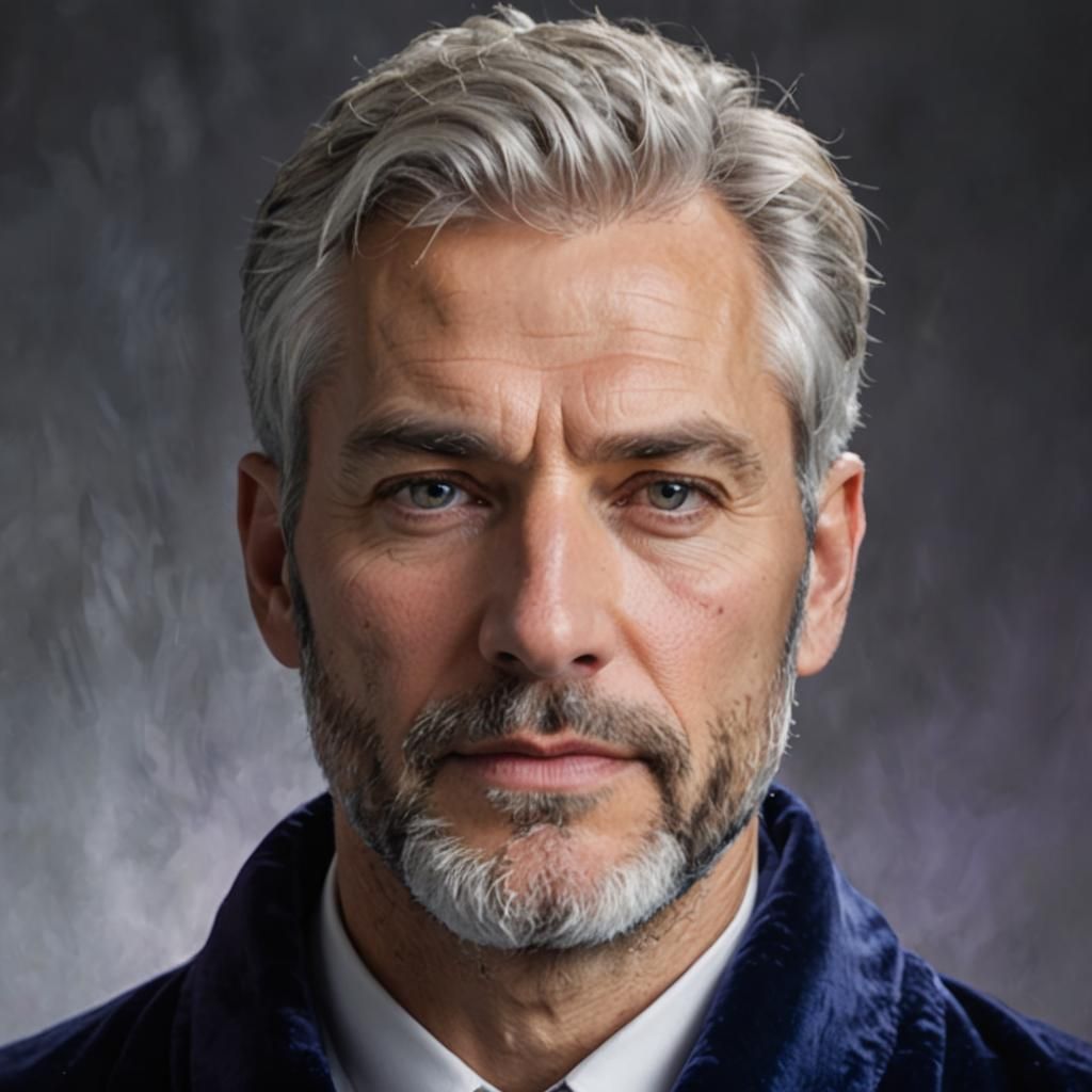 Nordic Man in Velvet Robe: Neo-Impressionist Portrait