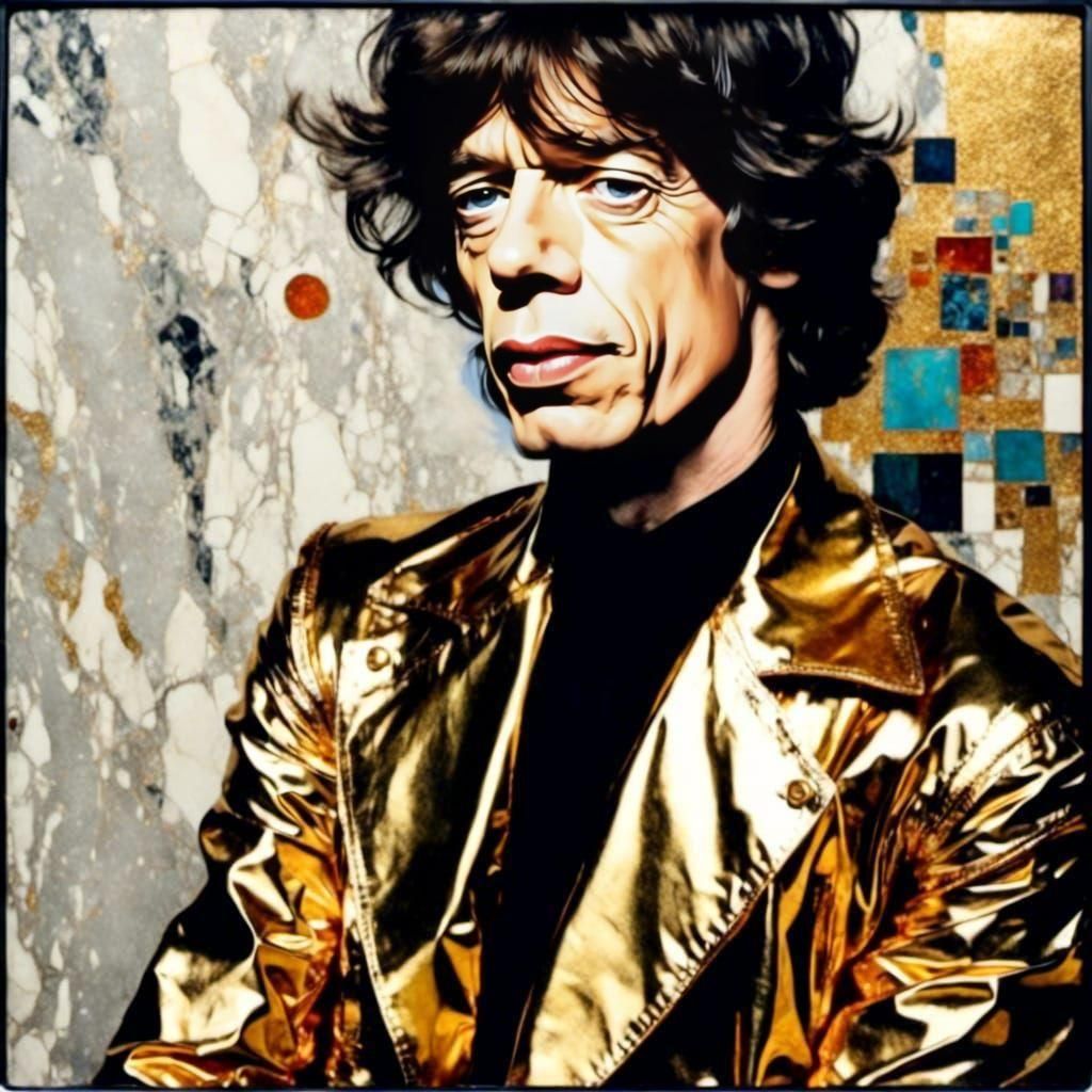 Mick Jagger Portrait in Art Nouveau Psychedelic Style