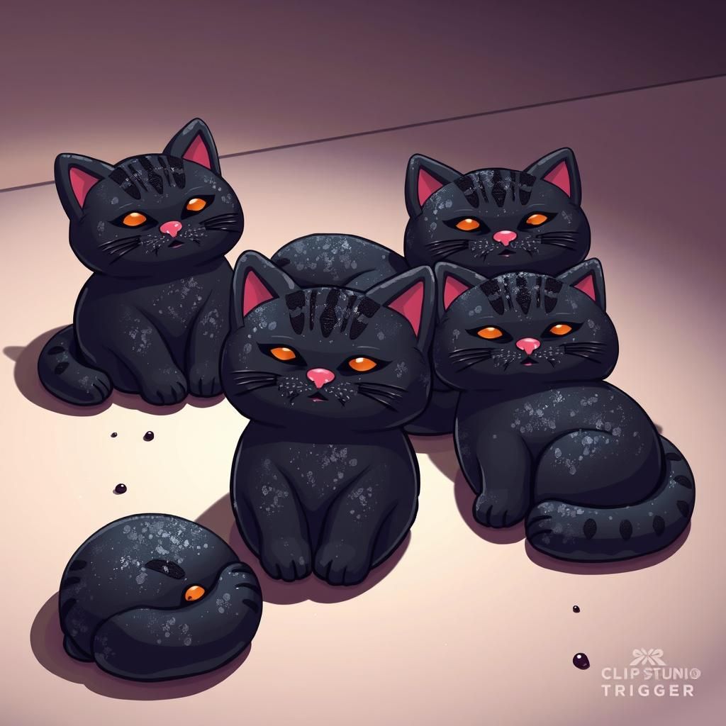 Detailed Black Cat Cookies in Manga Anime Style