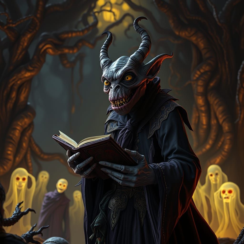 Grotesque Dark Fantasy Jester Conjures Laughter in the Under...